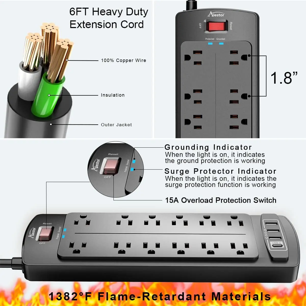 Mourixa-Power Strip, ALESTOR Surge Protector -05.webp