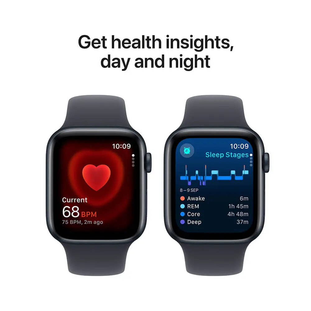 Apple Watch SE 2024 Midnight Aluminium Case with Midnight Sport Band heart beat mourixa.webp