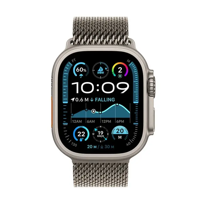 Apple Watch Ultra 2 Cell 49mm Natural Titanium Milanese Loop conf-wtchult2-nati-milo__2 mourixa qatar.webp