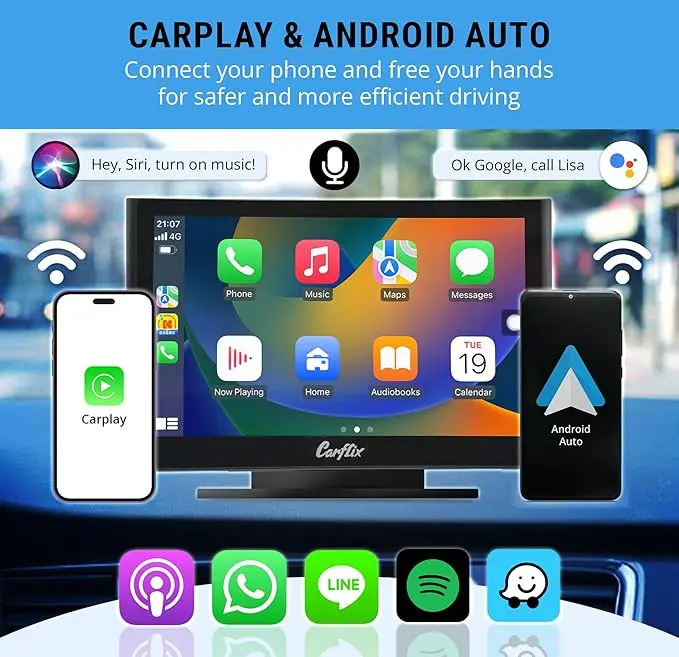 Carflix 10.26-Inch Portable Wireless CarPlay Screen for Car, Compatible with Android Auto and Apple CarPlay, Multimedia Player, Bluetooth, Navigation Display mourixa Qatar 3.webp
