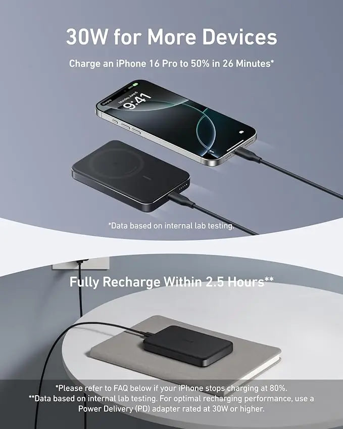 Anker Maggo Ultra Slim Power Bank 10000mAh 30W With Cable 15W Mag Safe - Black mourixa qatar 5.webp