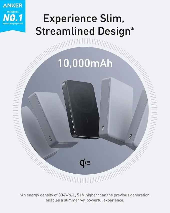 Anker Maggo Ultra Slim Power Bank 10000mAh 30W With Cable 15W Mag Safe - Black mourixa qatar 1.webp
