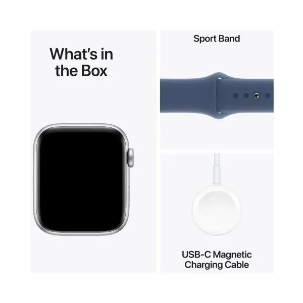 Apple Watch SE GPS 44mm – Silver Aluminium Case – With Denim Sport Band - M-L- Mourixa Qatar-3.webp