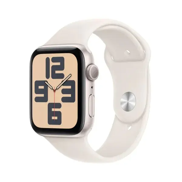 Apple Watch SE GPS 44mm – Starlight Aluminium Case – With Starlight Sport Band - M-L- Mourixa Qatar-1.webp