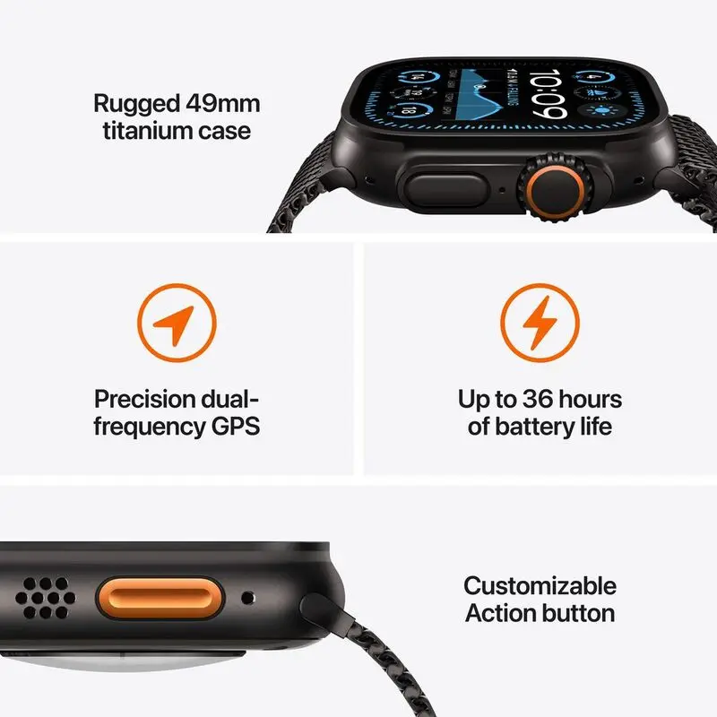 Apple Watch Ultra 2 (2024) GPS + Cellular 49mm Black Titanium Case with Black Ocean Band Mourixa qatar-7.webp
