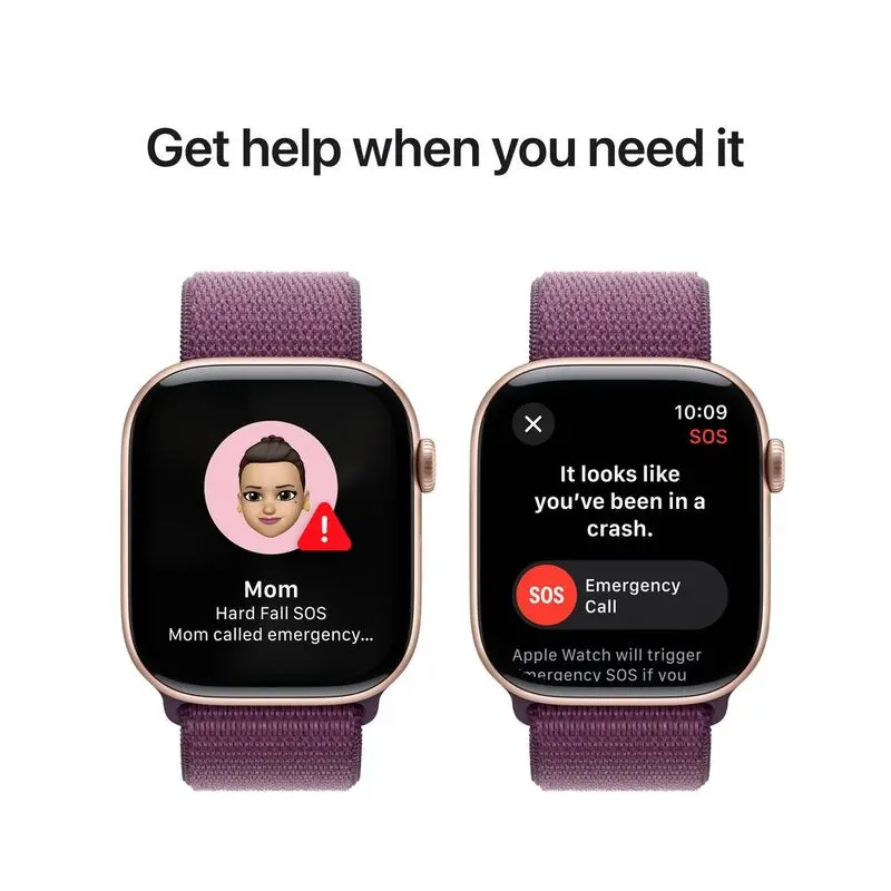 Apple Watch Series 10 GPS 42mm Rose Gold Aluminium Case with Plum Sport Loop Mourixa Qatar-4.webp