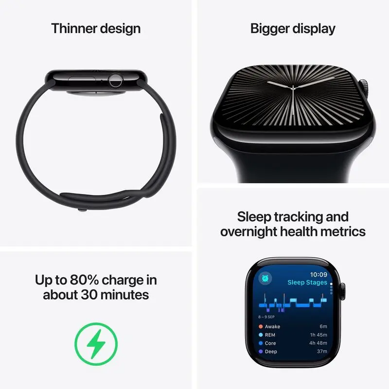 Apple Watch Series 10 GPS 42mm Rose Gold Aluminium Case with Plum Sport Loop Mourixa Qatar-1.webp