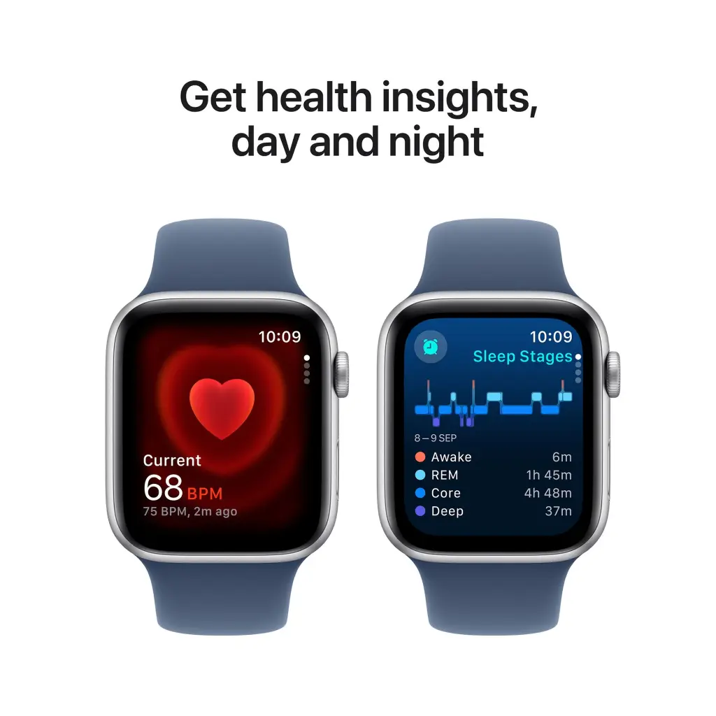 Apple Watch SE GPS 44mm – Silver Aluminium Case – With Denim Sport Band - M-L-Mourixa Qatar-2.webp