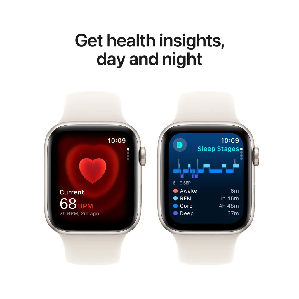 Apple Watch SE GPS, 44 mm Starlight Aluminium Case with Starlight Sport Band - M,L Mourixa Qatar-1.webp