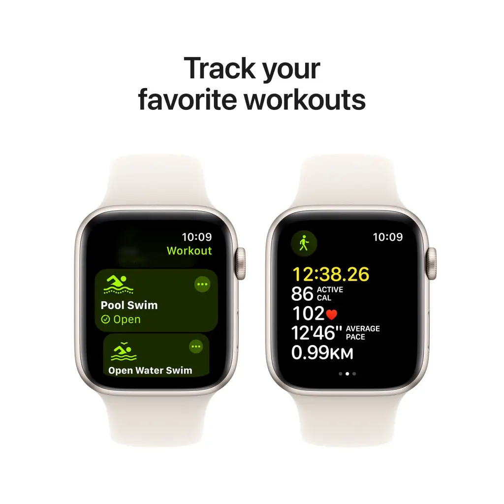 Apple Watch SE GPS, 44 mm Starlight Aluminium Case with Starlight Sport Band - M,L Mourixa Qatar-2.webp