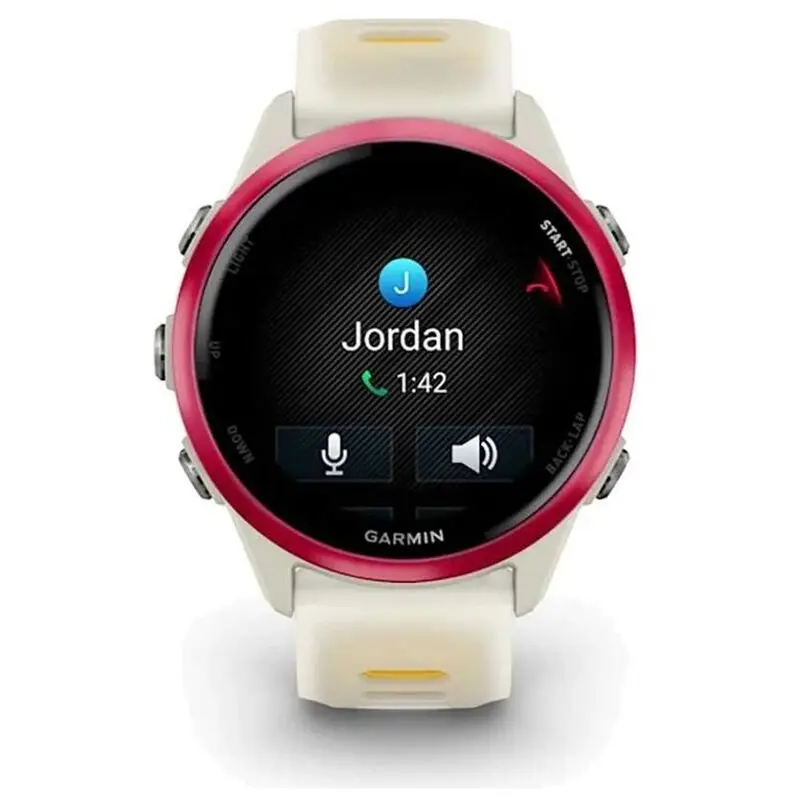 Garmin Forerunner 570 42mm Raspberry Aluminium Smartwatch with Translucent Bone-Mango Band Mourixa Qatar-2.webp
