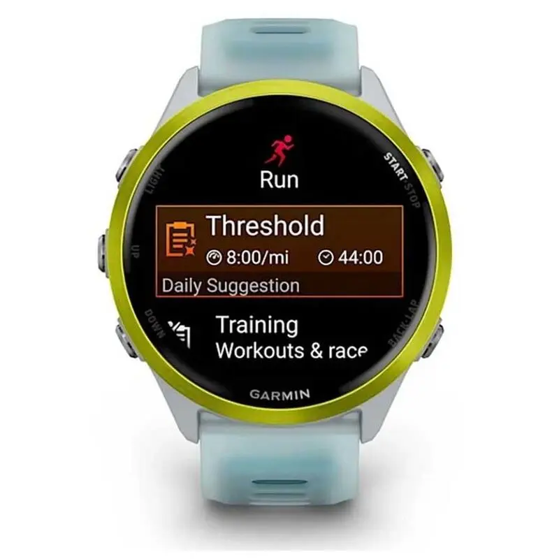Garmin Forerunner 570 47mm Amp Yellow Aluminium Smartwatch with Translucent Whitestone-Turquoise Band-Mourixa Qatar-2.webp