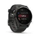 Garmin Fenix 8 43mm AMOLED Sapphire Carbon Gray DLC Titanium Smartwatch - Black-Pebble Gray Silicone Band-Mourixa Qatar-1.webp
