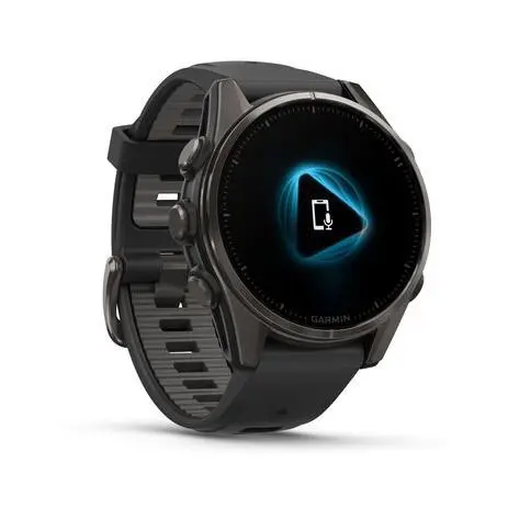 Garmin Fenix 8 43mm AMOLED Sapphire Carbon Gray DLC Titanium Smartwatch - Black-Pebble Gray Silicone Band-Mourixa Qatar-2.webp