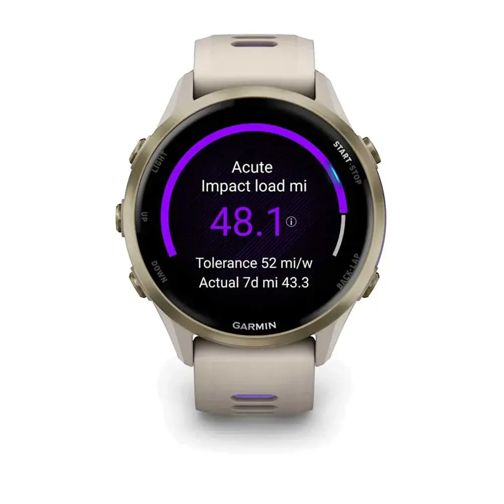Garmin Forerunner 970 Soft Gold Titanium Smartwatch with French Gray Case & French Gray-Translucent Indigo Band-Mourixa Qatar-2.webp
