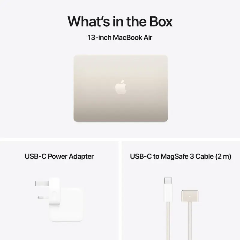 Apple 13-Inch Macbook Air M4 Chip with 10-Core CPU & 8-Core GPU-16GB-256GB SSD - Starlight (Arabic-English)-Mourixa Qatar-2.webp
