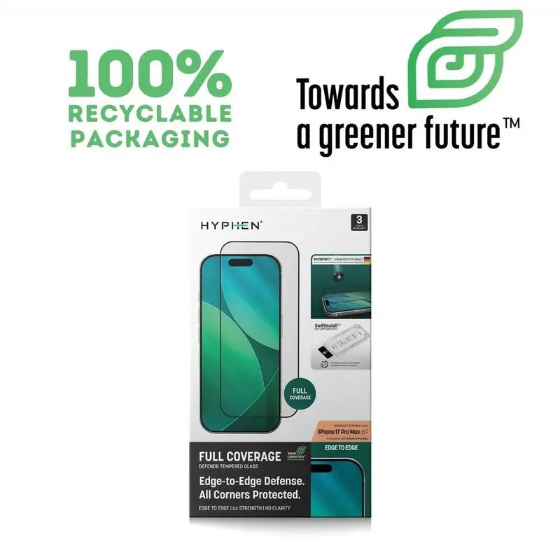 HYPHEN DEFENDR Full Coverage Tempered Glass with Applicator - iPhone 17 Pro Max - 6.9 with Self Applicator Kit mourixa Qatar -5.webp