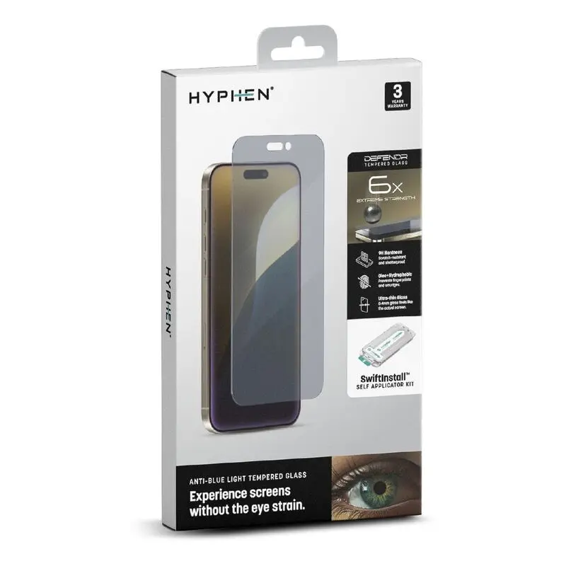 HYPHEN DEFENDR Anti-Blue Light Tempered Glass with Applicator for iPhone 16 Pro Max (6.9) with GRS Applicator mourixa qatar-7.webp