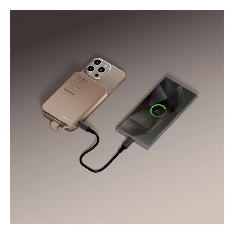 Momax 1-Power F.Pass+ 10000mAh Power Bank With Built-In Cable & Magnetic Attachment- Desert Titanium mourixa qatar-7.webp