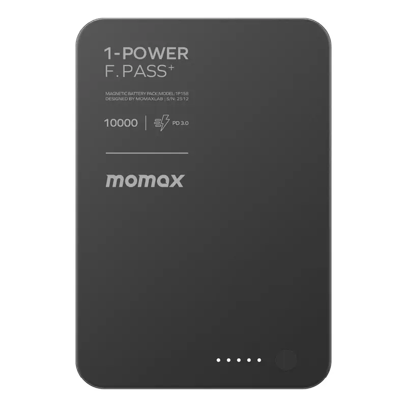 Momax 1-Power F.Pass+ 10000mAh Power Bank With Built-In Cable & Magnetic Attachment - Black mourixa qatar-4.webp