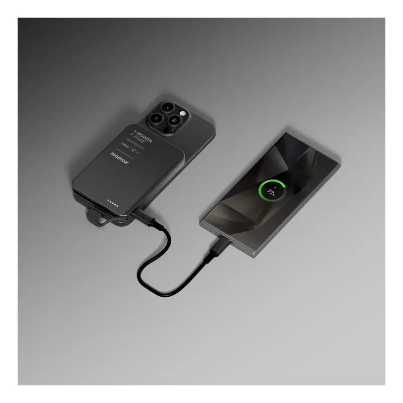 Momax 1-Power F.Pass+ 10000mAh Power Bank With Built-In Cable & Magnetic Attachment - Black mourixa qatar-7.webp