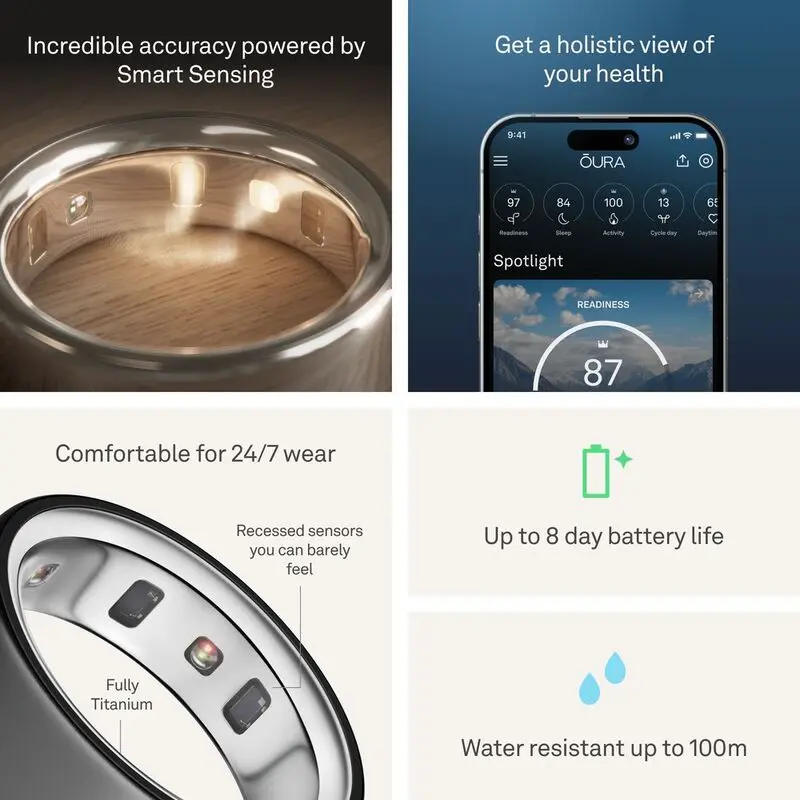 Oura Ring 4 Smart Ring Health Activity Tracker - Stealth (Ring Size 10)- mourixa qatar-2.webp
