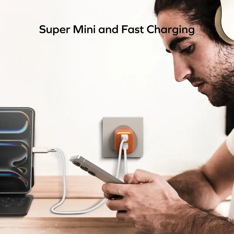 MOMAX 1-Charge 45W 2-Port GaN Charger 2X USB-C - Orange-mourixa Qatar-4.webp