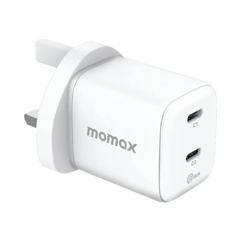 MOMAX 1-Charge 45W 2-Port GaN Charger 2X USB-C - White-mourixa Qatar-1.webp