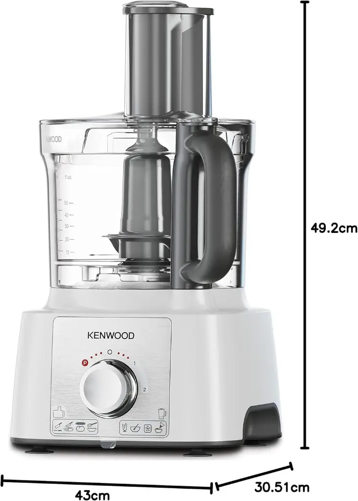 Kenwood Food Processor 1000W Multi-Functional with 3 Stainless Steel Disks, Blender, Grinder Mill, Juicer Extractor, Whisk, Dough Maker, Citrus Juicer FDP65.750WH White-mourixa Qatar-6.webp