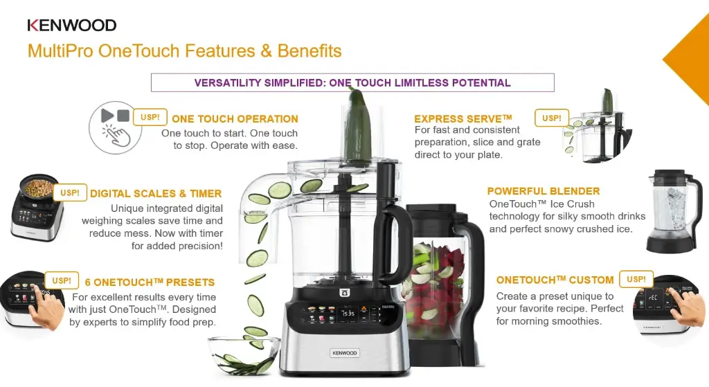 Kenwood 1000 Multi Pro One Touch Food Processor FDM73.980SS - Silver-mourixa Qatar-2.webp