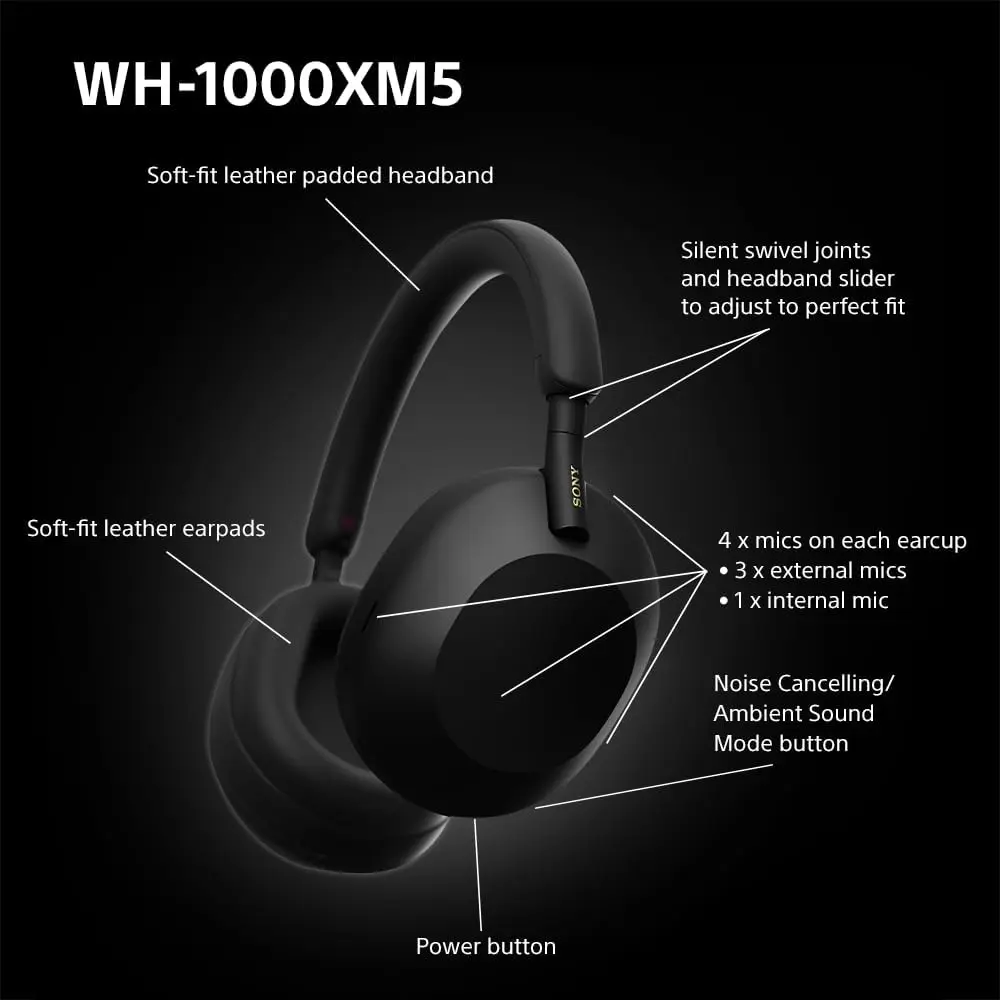 Sony WH-1000XM5 Noise Cancelling Wireless Over-Ear Headphones, Bluetooth, Clear Call Quality mourixa find your needs.webp