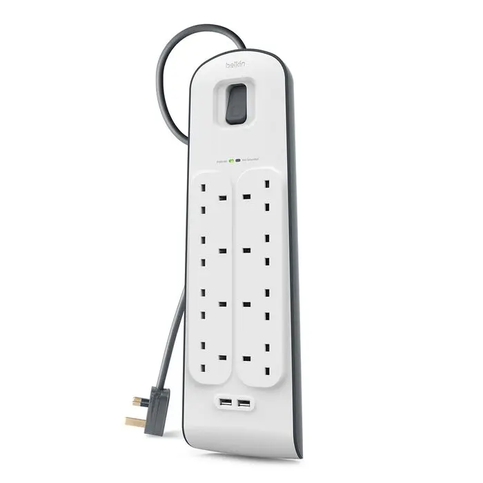 Belkin 8‑Outlet + 2 USB‑A Surge Protector