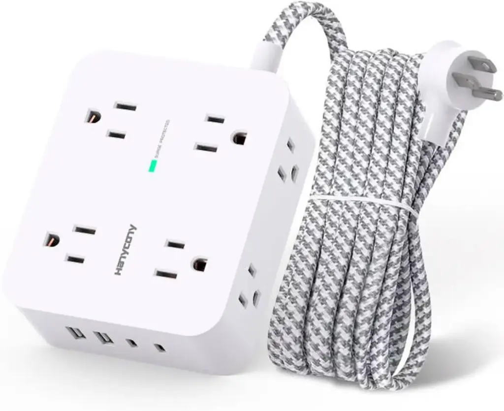 Surge Protector Power Strip - HANYCONY 8 Outlets 4 USB (2 USB C) Charging Ports