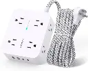 Surge Protector Power Strip - HANYCONY 8 Outlets 4 USB (2 USB C) Charging Ports