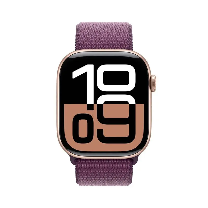 Apple Watch Series 10 GPS 42mm Rose Gold Aluminum Case with Plum Sport Loop