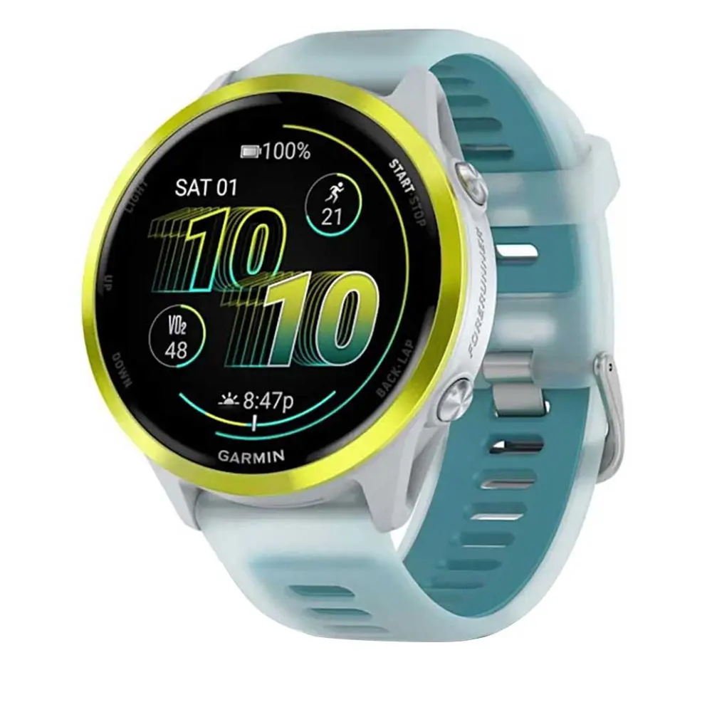 Garmin Forerunner 570 47mm Amp Yellow Aluminum Smartwatch with Translucent Whitestone / Turquoise Band