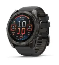Garmin Fenix 8 51mm AMOLED Sapphire Carbon Gray DLC Titanium Smartwatch - Black/Pebble Gray Silicone Band