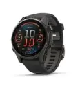 Garmin Fenix 8 43mm AMOLED Sapphire Carbon Gray DLC Titanium Smartwatch - Black/Pebble Gray Silicone Band