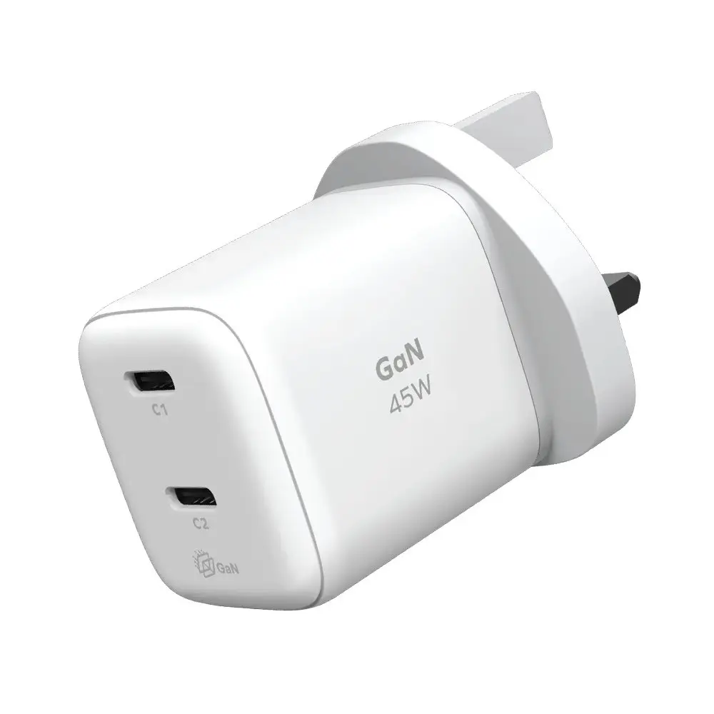 MOMAX 1-Charge 45W 2-Port GaN Charger 2X USB-C - White