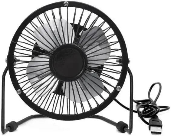 Kikkerland USB Metal Desk Fan - Black