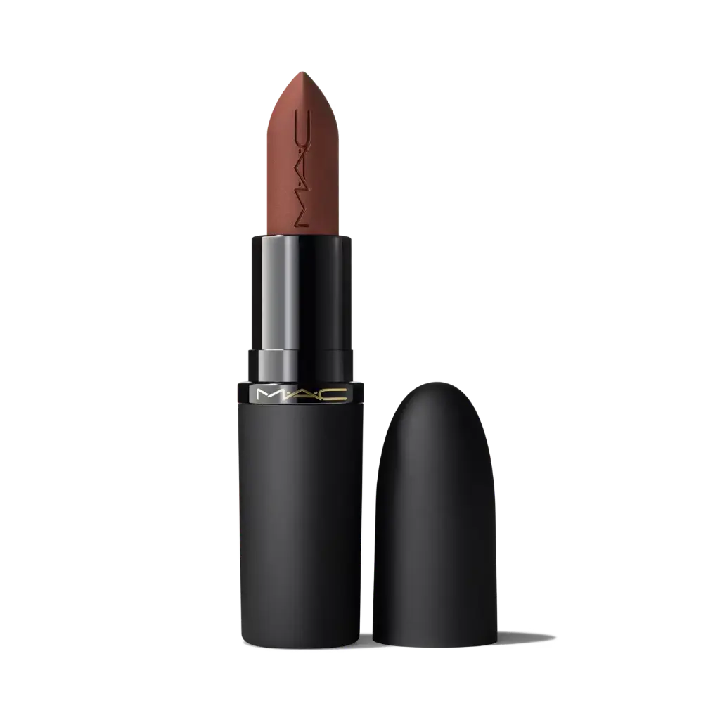 MAC Powder Kiss Hazy Matte Lipstick - Turn To The Left ( Rich red-brown )