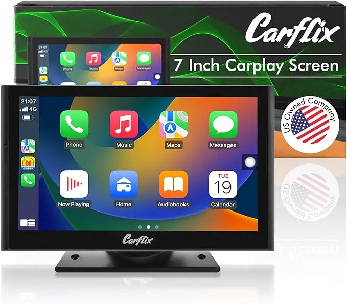 Carflix 10.26-Inch Portable Wireless CarPlay Screen for Car, Compatible with Android Auto and Apple CarPlay, Multimedia Player, Bluetooth, Navigation Display
