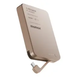 Momax 1-Power F.Pass+ 10000mAh Power Bank With Built-In Cable & Magnetic Attachment- Desert Titanium