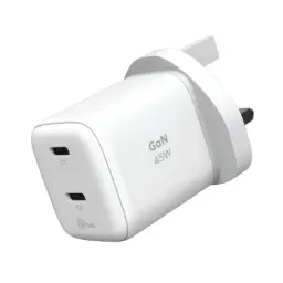 MOMAX 1-Charge 45W 2-Port GaN Charger 2X USB-C - White