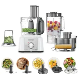 Kenwood Food Processor 1000W Multi-Functional with 3 Stainless Steel Disks, Blender, Grinder Mill, Juicer Extractor, Whisk, Dough Maker, Citrus Juicer FDP65.750WH White