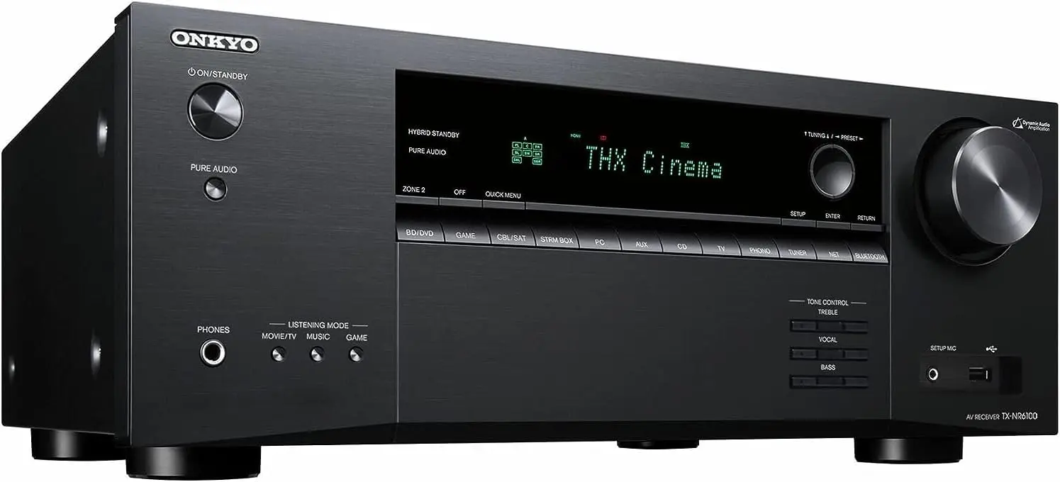 Onkyo TX-NR6100 7.2 Channel 8K Smart AV Receiver - THX Certified, Works with Sonos Certified, and Ultimate 4K Gaming Experience 