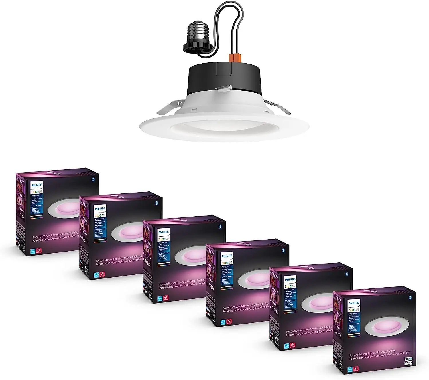 [‎00190096161188] Philips Hue Smart Recessed 5/6 Inch LED Downlight - White and Color Ambiance Color - Changing Light - 6 Pack - 1100LM - Control with Hue App - Works with Alexa, Google Assistant and Apple Homekit
