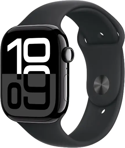 [MWWP3LW/A] Apple Watch Series 10 (GPS, 46 mm, Jet Black Aluminium with Black Sport Band, M/L)