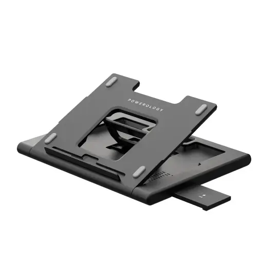 [PWPROHUB‑BK] Powerology Multi-Functional Pro Hub Macbook and Laptop Stand with 100W PD and Wireless Charger- Black