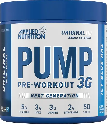 [APP222] Applied Nutrition Pump 3G Pre‑Workout – Icy Blue Raz (375 g / 50 Servings)